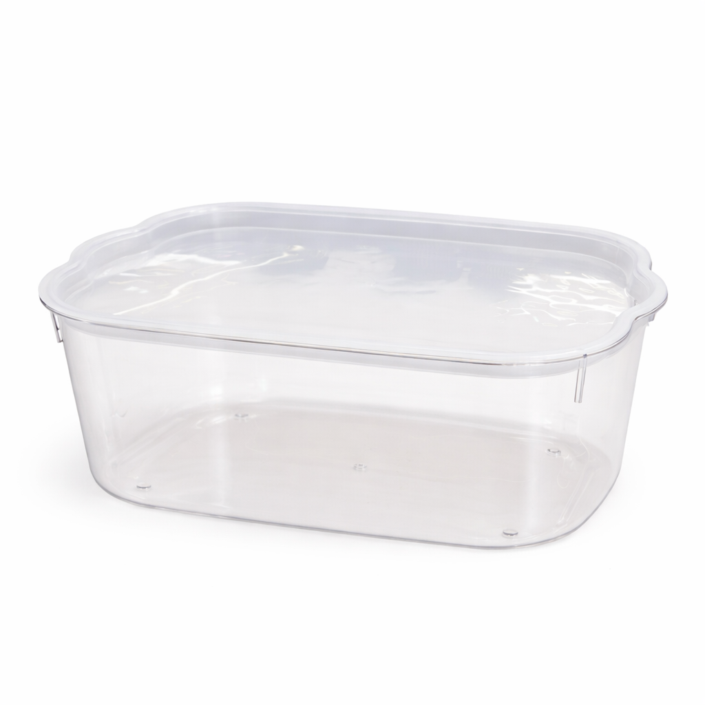 Clear Organizer Box with Lid Multipurpose Storage 28x18x11&40x27x14cm