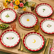 Handmade 26 cm Porcelain Dinner Plate with Sun Design