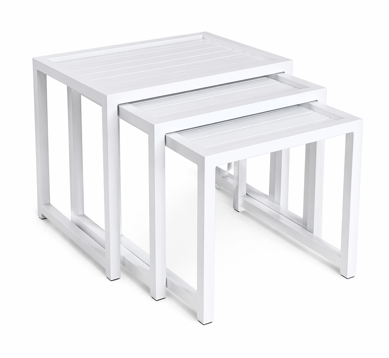 Aluminum 3-Piece Nesting Coffee Table Set White