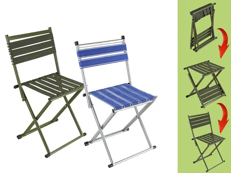 Portable Foldable Metal Chair, Dual Position Outdoor Seating