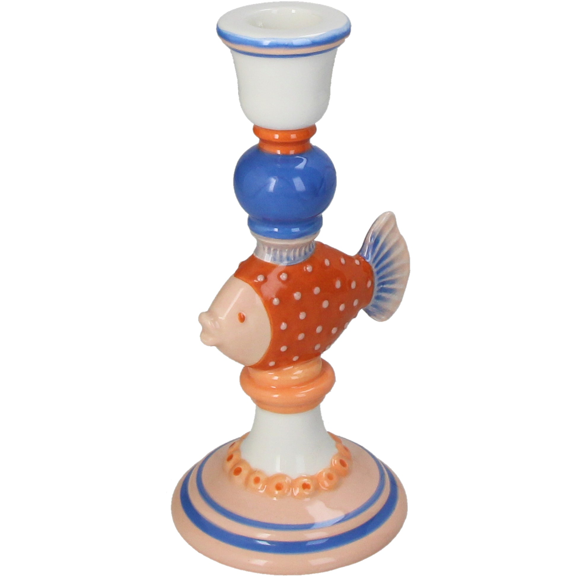 Candle Stick Fish Stoneware Candle Holder 10.4x9.3x20.5 cm