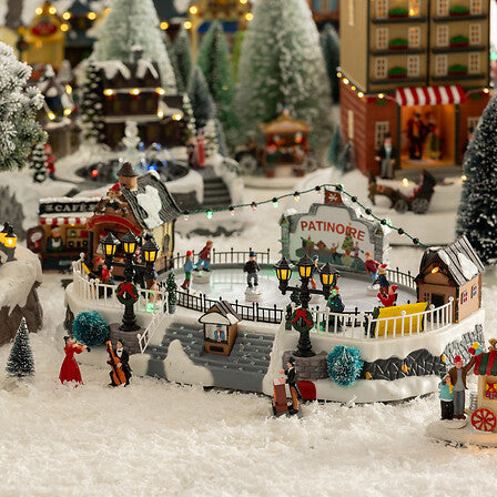 Luminous Village Musical Ice Rink with 24 LED Movement, 27.5x17x40cm