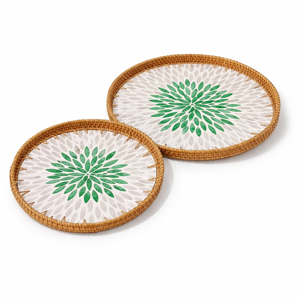 Round Willow Tray Set of 2 30 cm and 35 cm