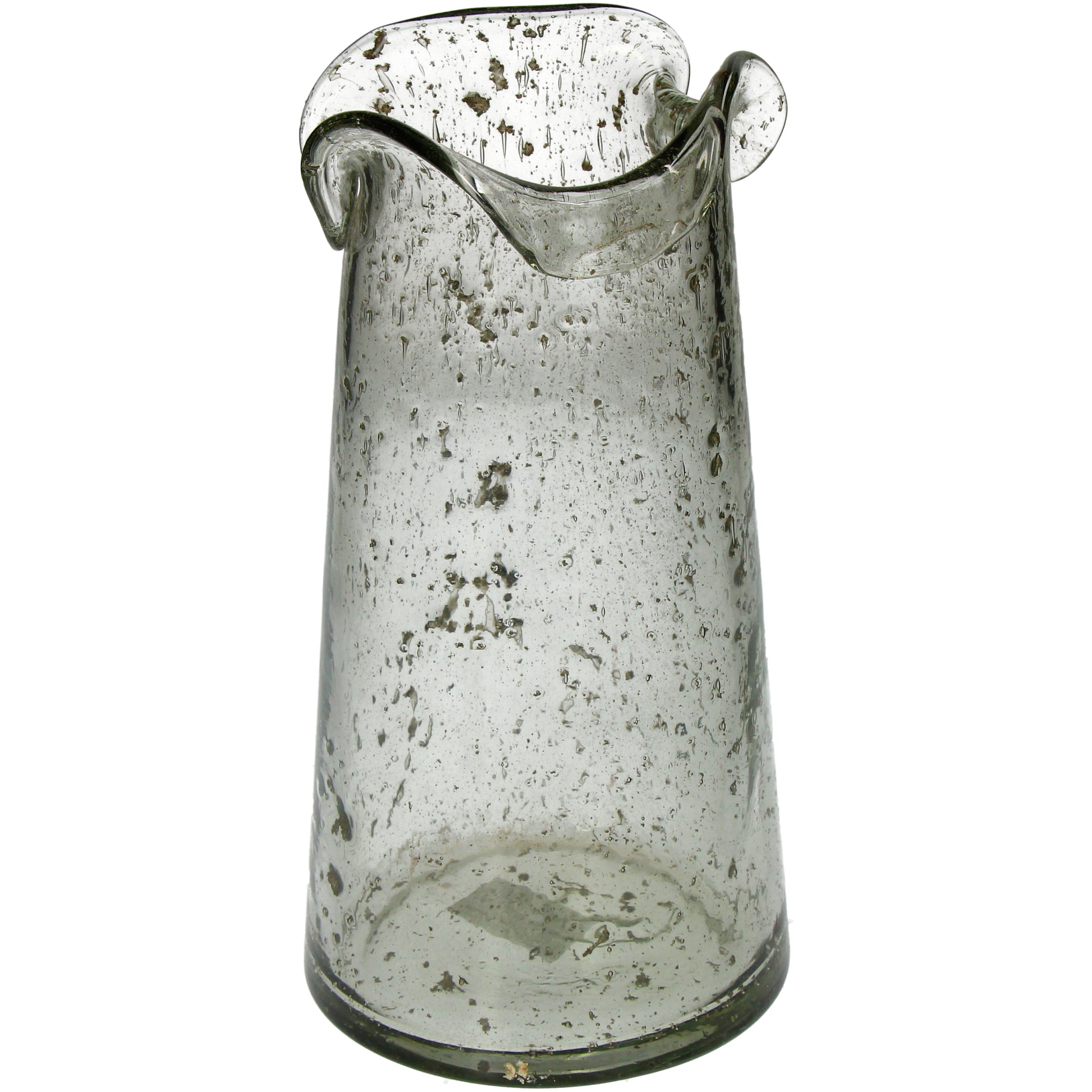 Clear Recycled Glass Vase - Ornate Ruffled Edge