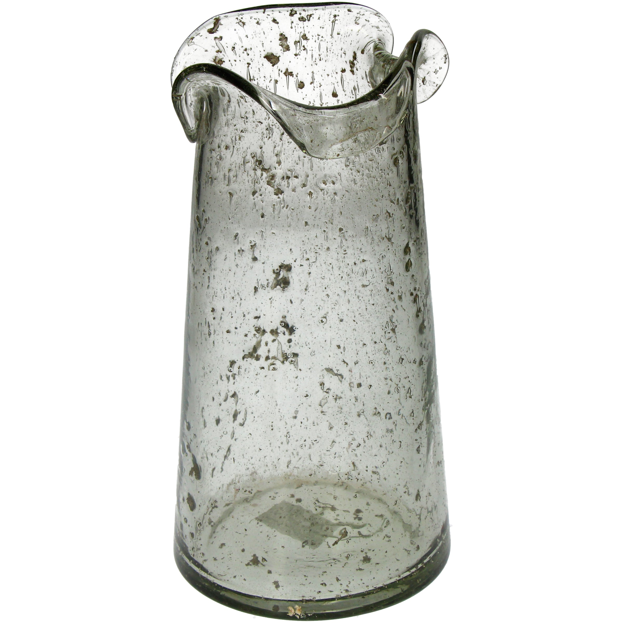 Clear Recycled Glass Vase - Ornate Ruffled Edge