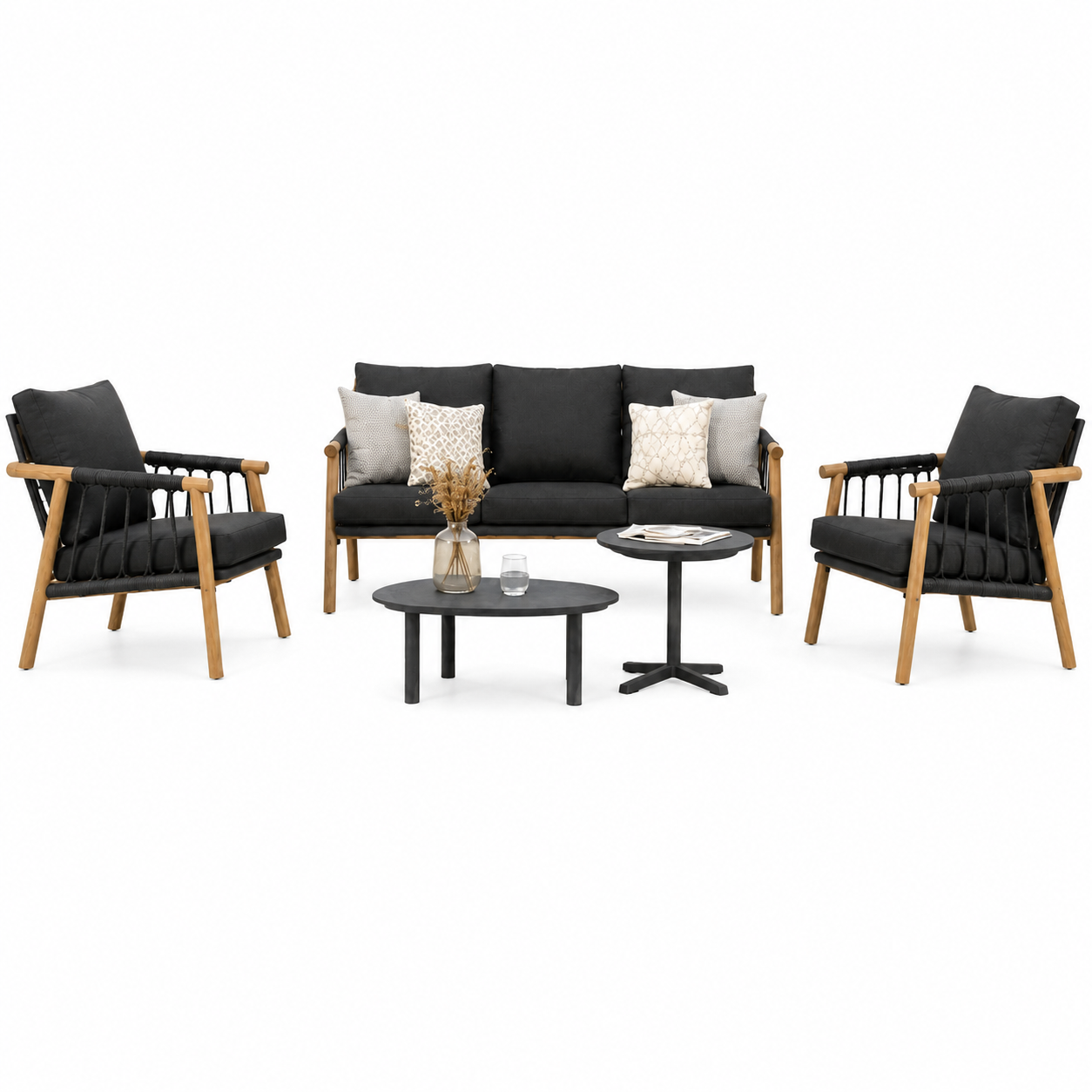 Outdoor Aluminum Lounge Set 3+1+1 with Dual Ceramic Tables