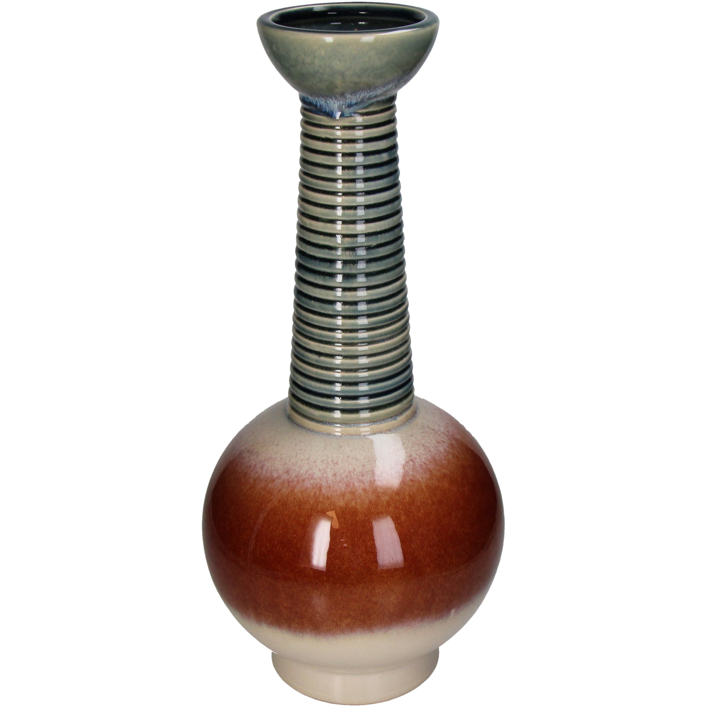 Vase Stoneware Red Decorative Tall Home Accent