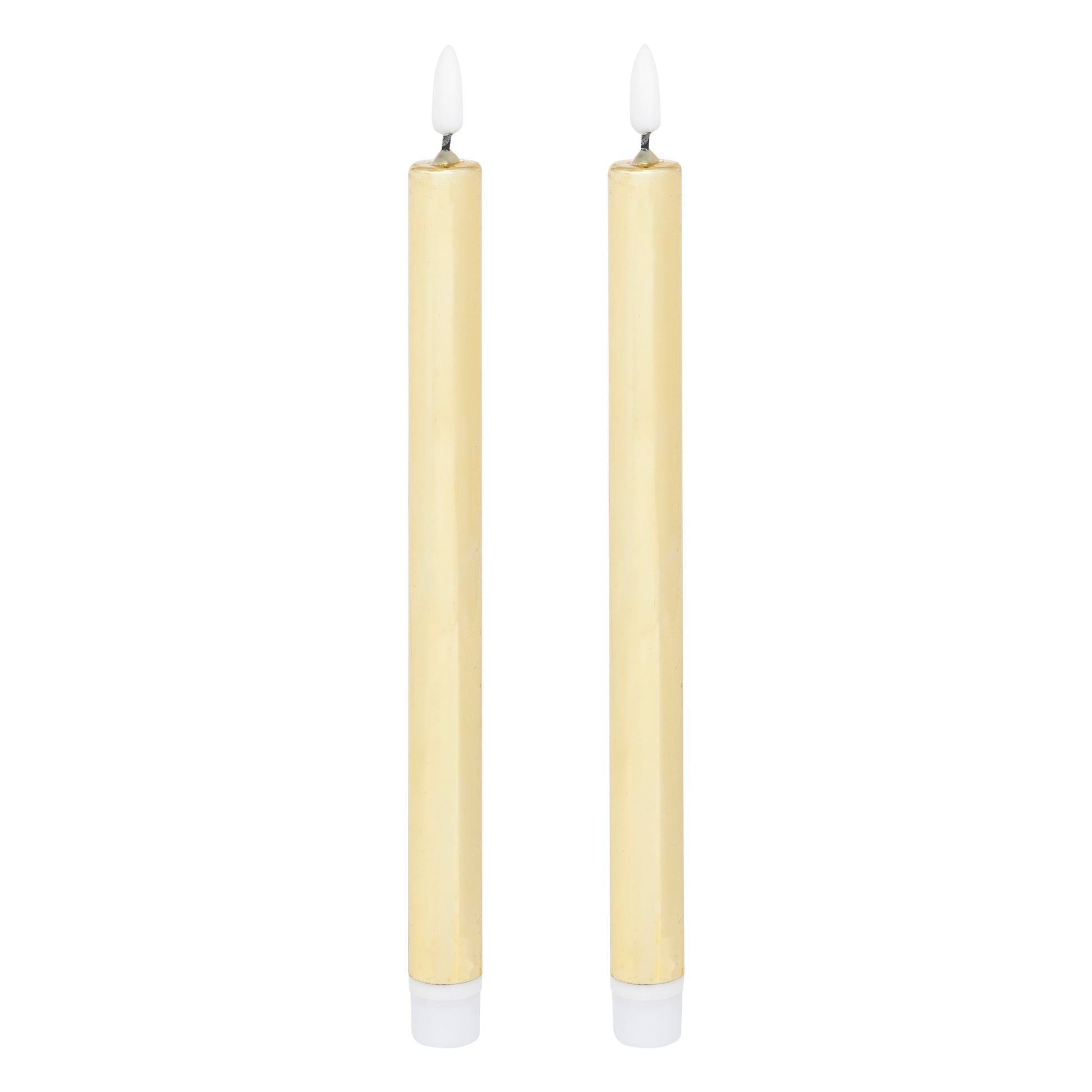 Set of 2 LED Taper Candles — PS, 2.1 x 28 cm, Gold or Silver