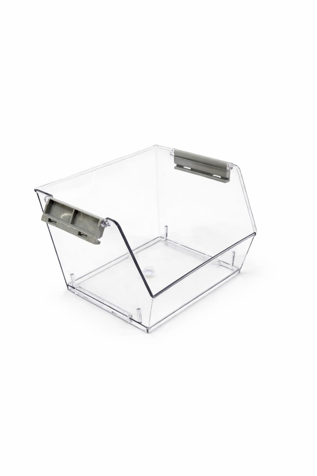 Stackable Clear Plastic Storage Basket with Handles