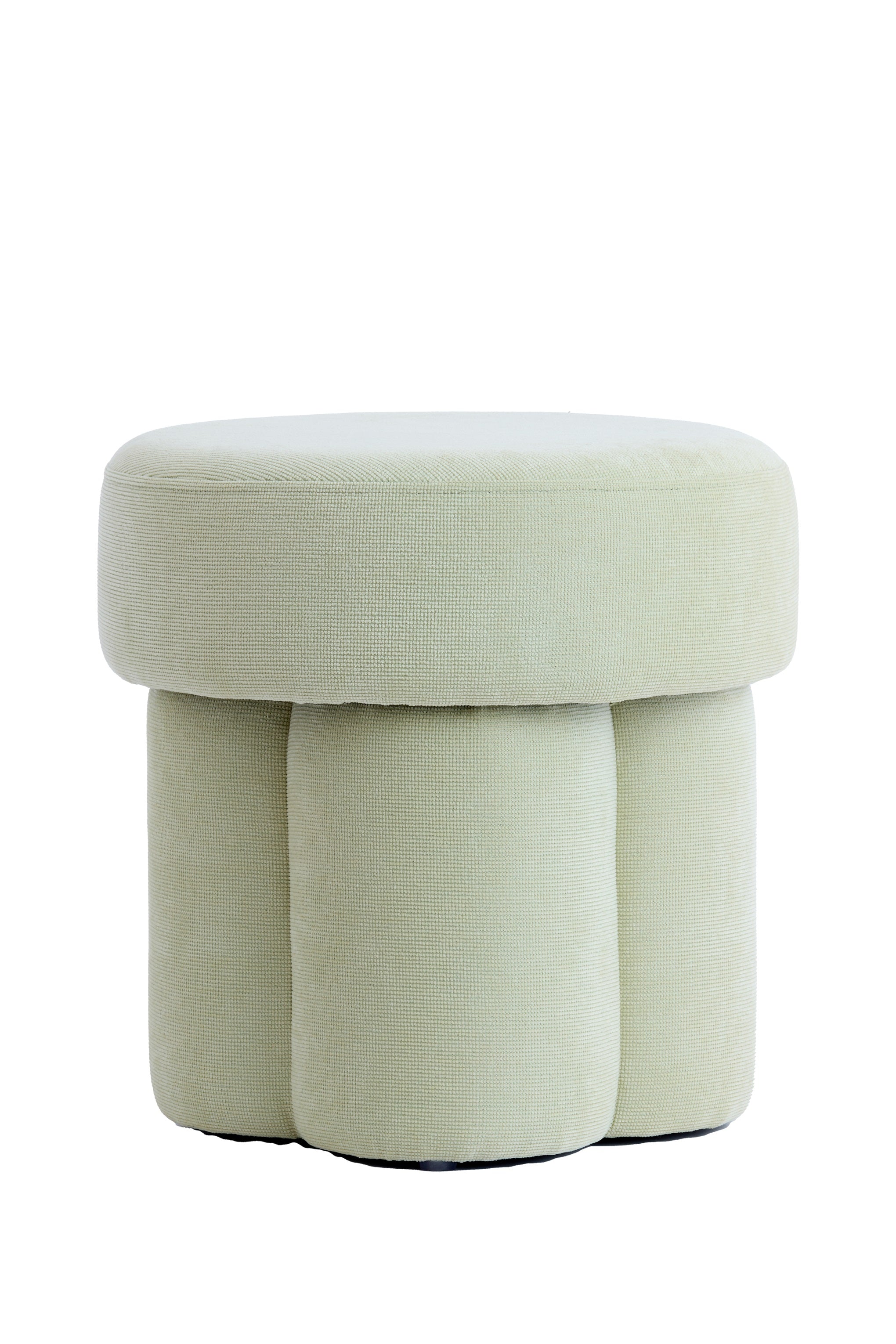 Glenda Pouf Upholstered Round Stool, Light Green or Peach, 42x43 cm