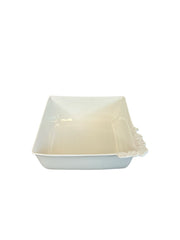 Square Porcelain Serving Bowl with Ornate Handle