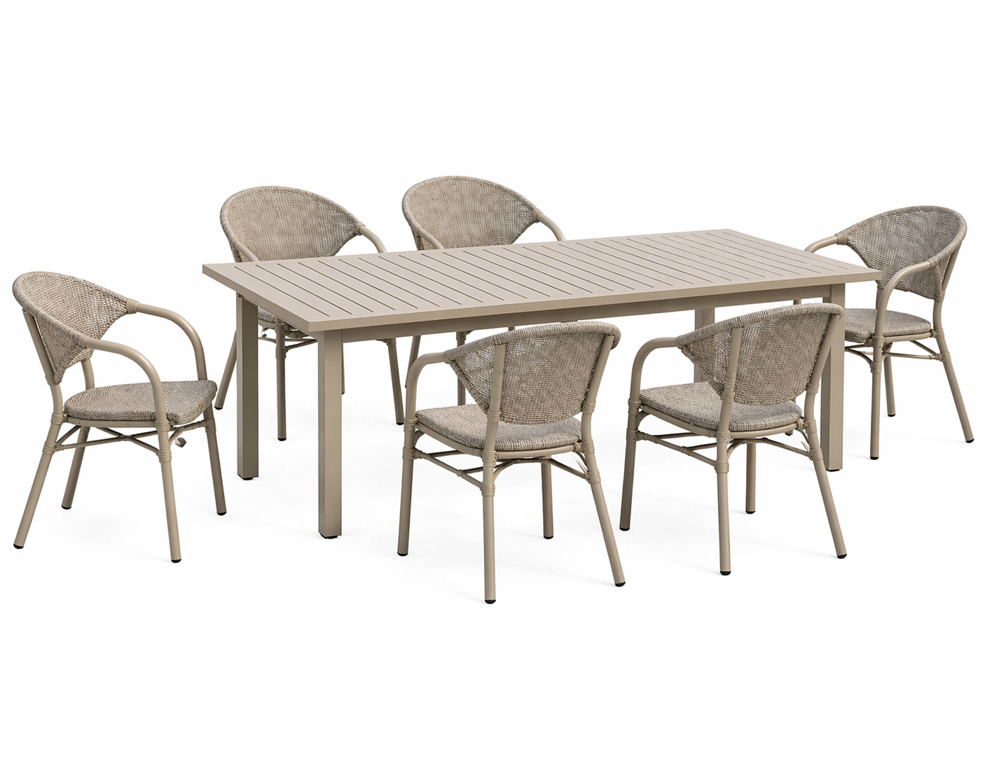 7-Piece Outdoor Dining Set Aluminum Extendable Table and Woven Chairs