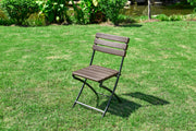 Folding Wooden-Design Chair Outdoor Metal Frame 55 x 46 x 81 cm