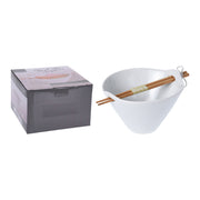 Porcelain Noodle Bowl with Bamboo Chopsticks