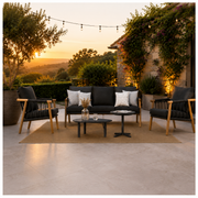 Outdoor Aluminum Lounge Set 3+1+1 with Dual Ceramic Tables