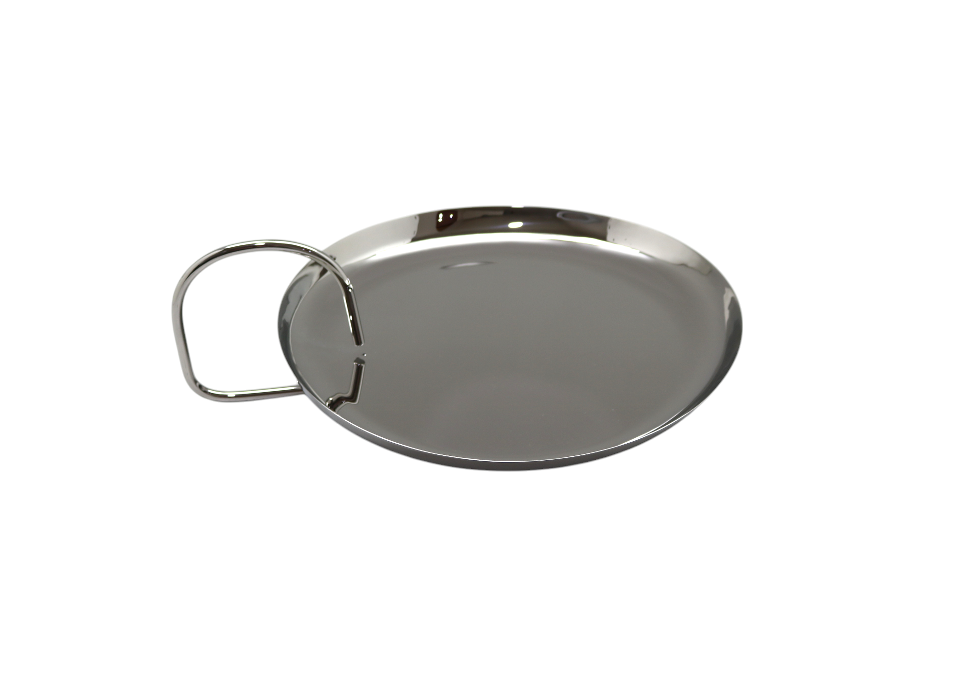 Stainless Steel Round Serving Tray Curved Handle 38x31x12 cm