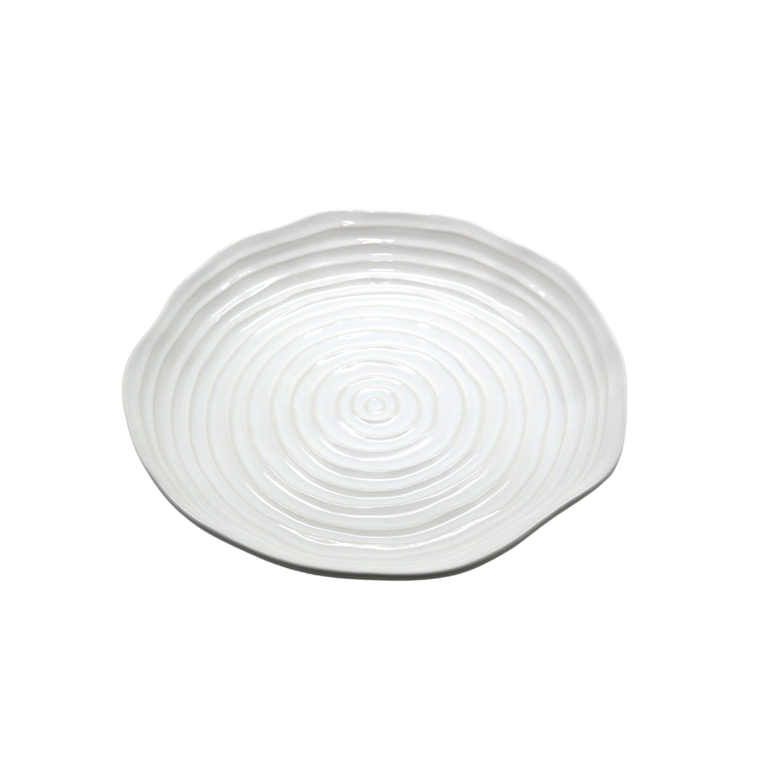 Large Porcelain Serving Bowl Ø36.5 cm Ripple Texture Organic Shape