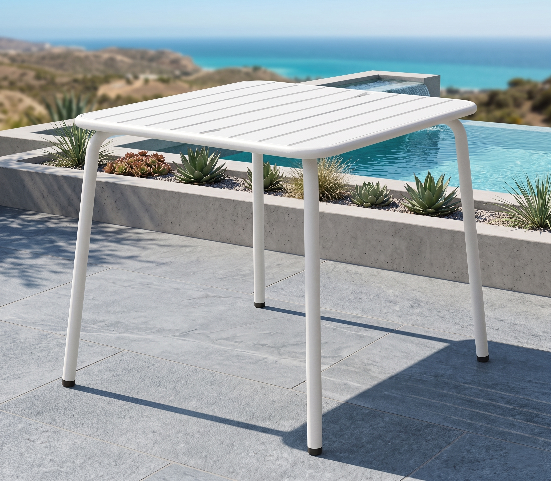 Square Table with Steel Frame