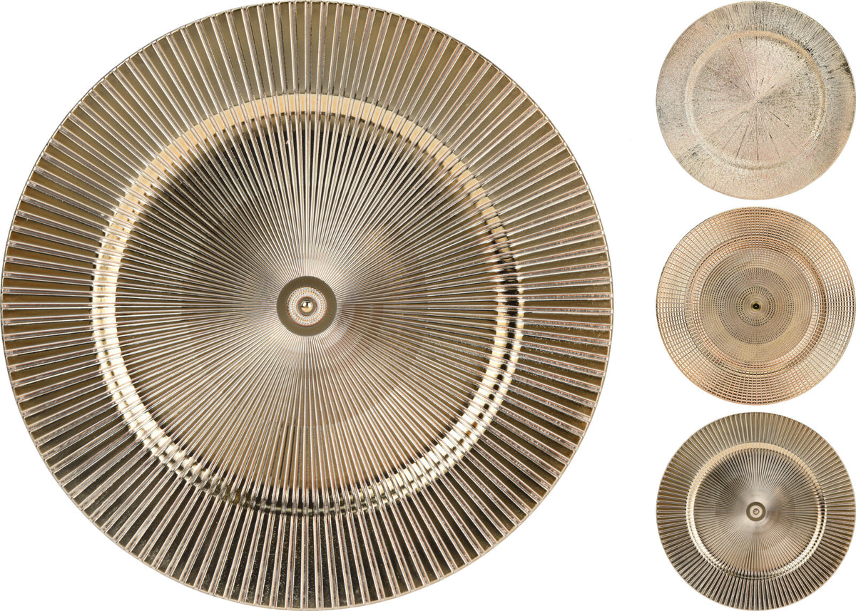 Metallic Plated Coated Shiny Gold 33 cm Plastic Gold Charger Plate