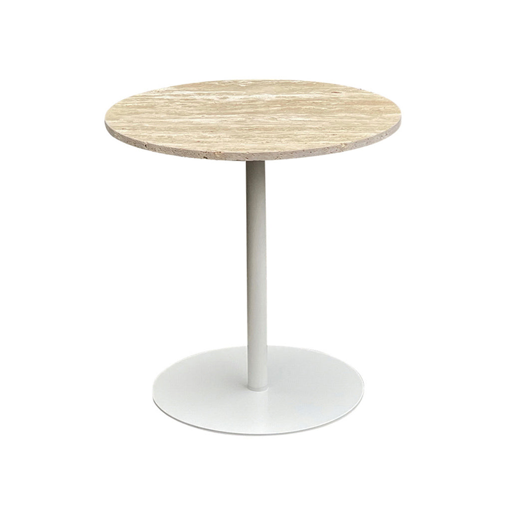 Travertine Infinity Side Table Modern Metal Accent Table