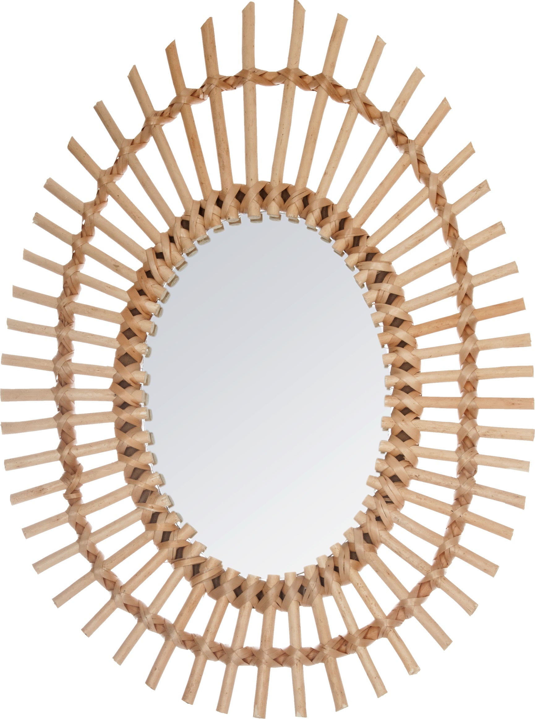 Oval Rattan Mirror with Natural Braiding