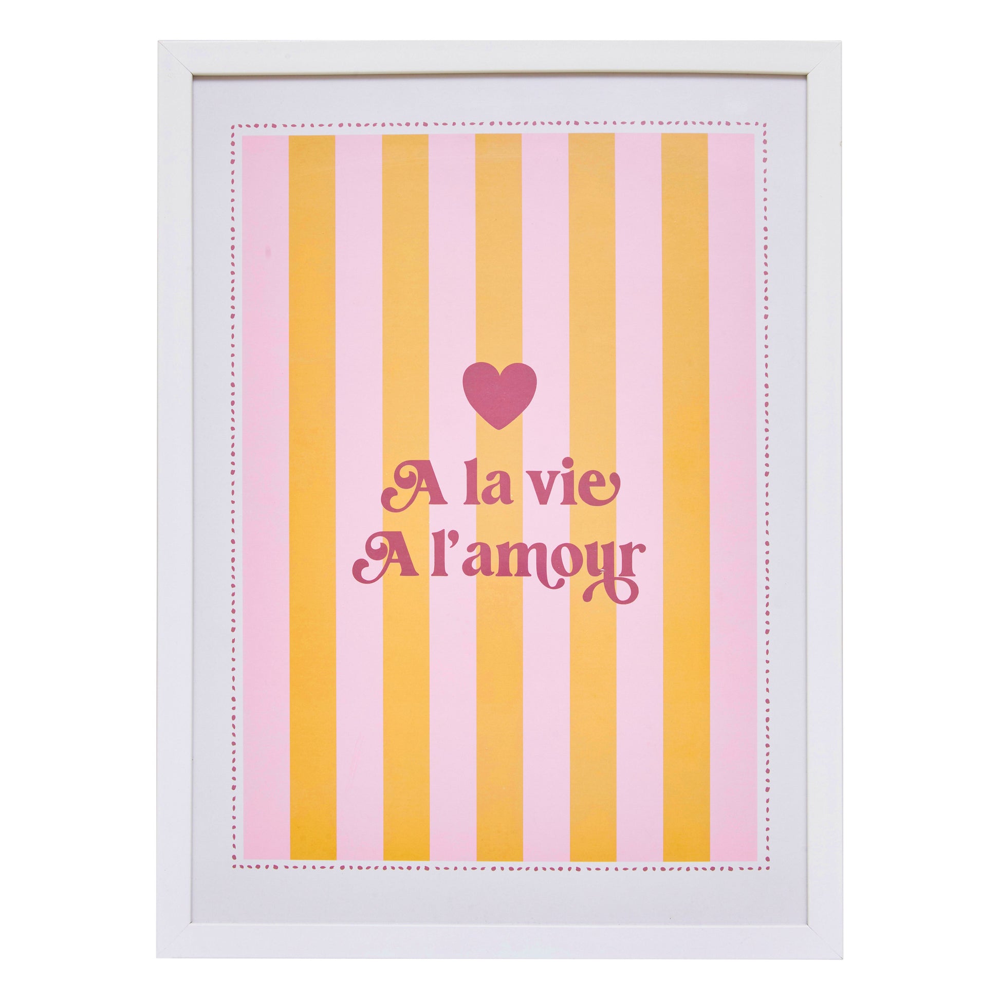 Framed Poster "Cheri" - Vertical Striped Pink & Orange Wall Art 30x40 cm