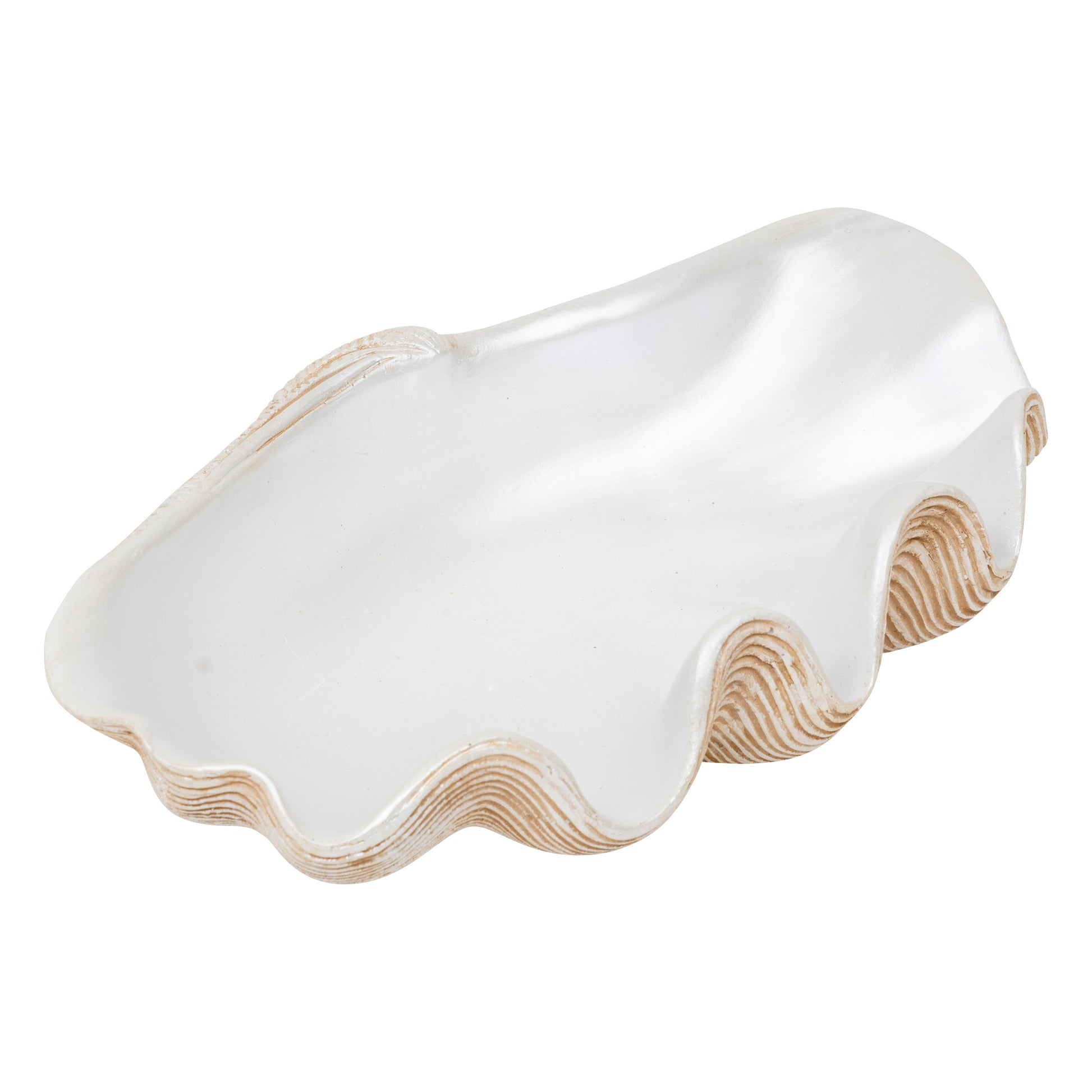 Oceane Decorative Bowl White Resin Seashell Accent 36 x 20 x 8 cm