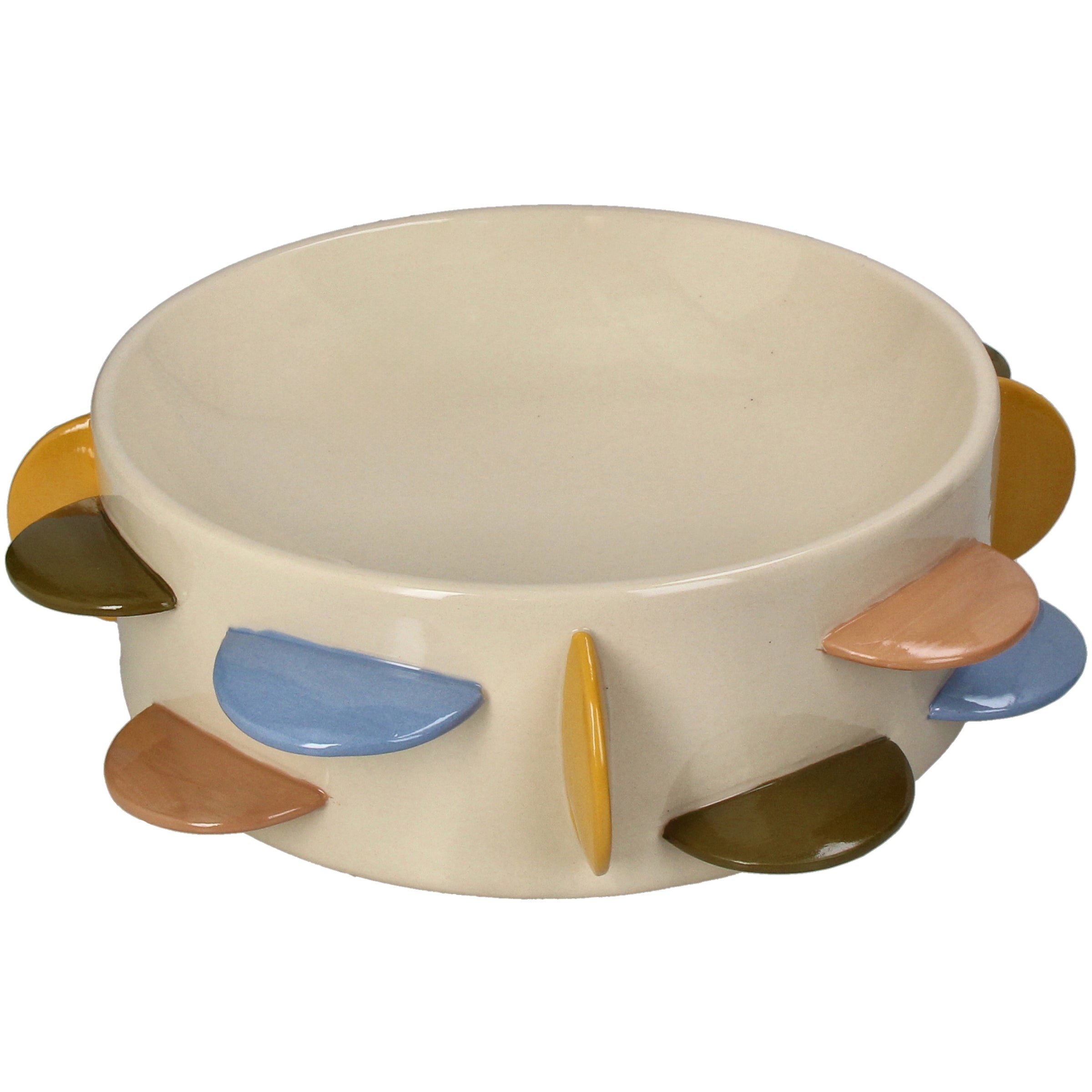 Bowl Disks Stoneware Multicolor Decorative Centerpiece
