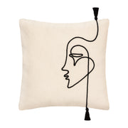 Cushion Cover Face Rope with Ethnic Patterns and Pompoms