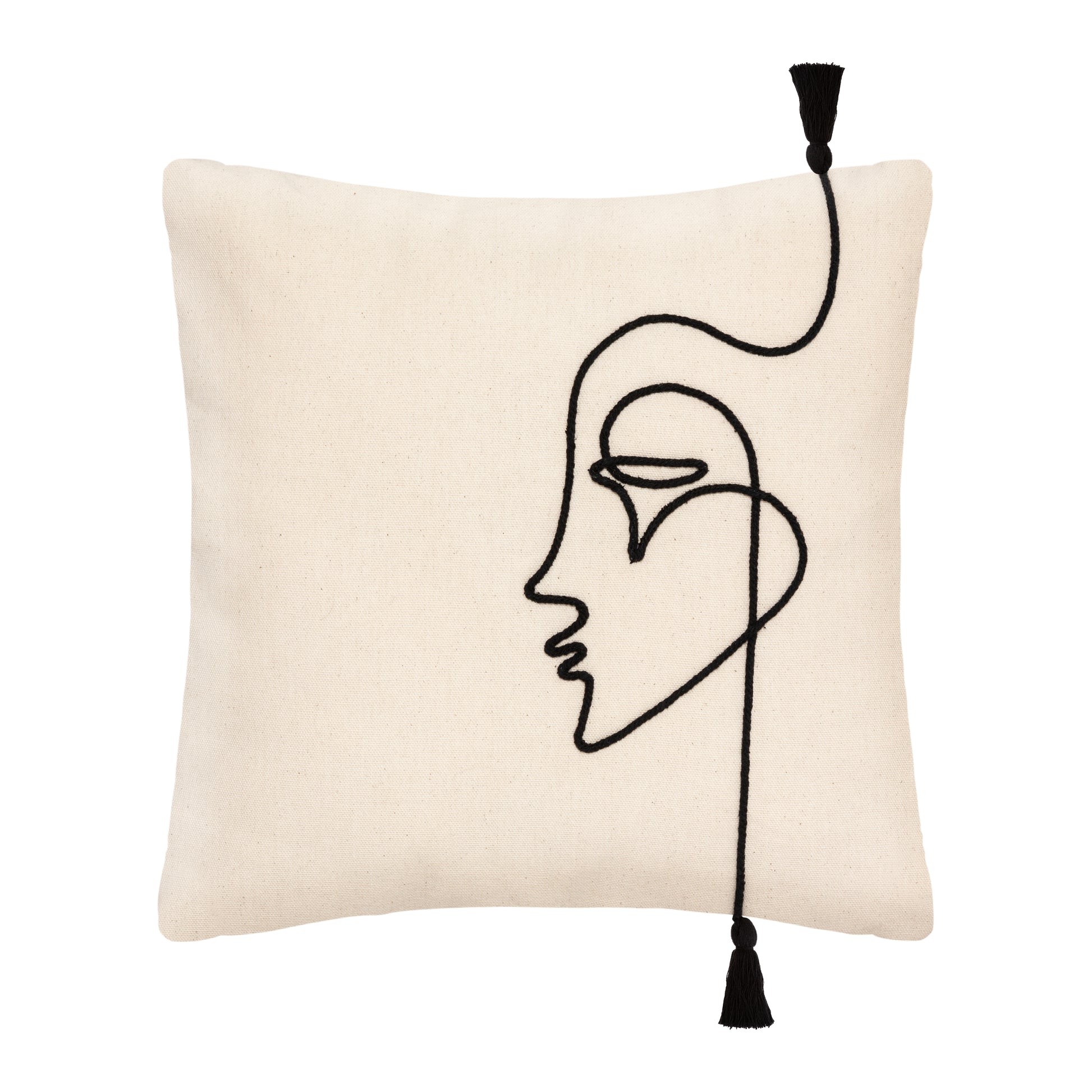 Cushion Cover Face Rope with Ethnic Patterns and Pompoms