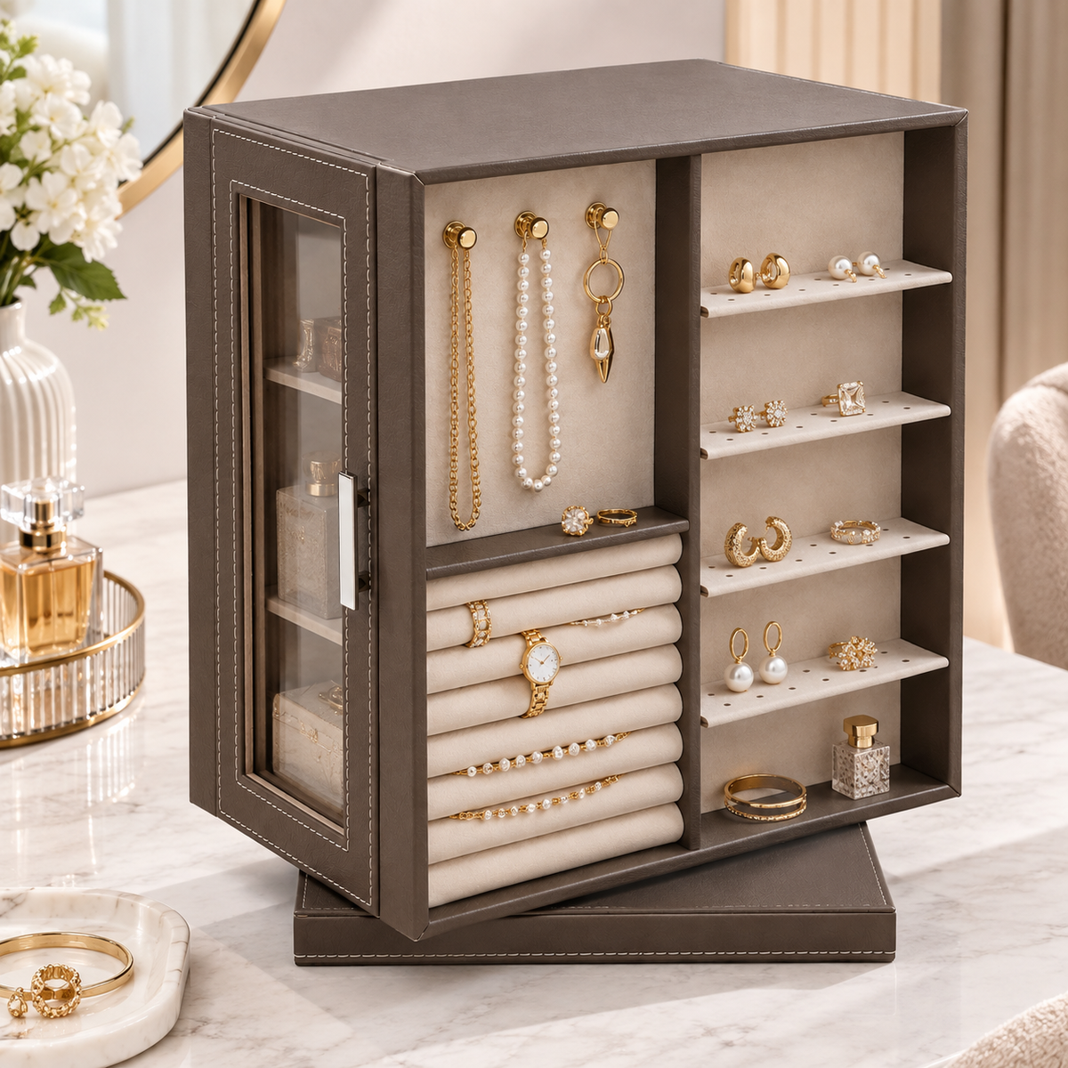 Leather Jewelry Box – 22.5 × 16 × 28 cm