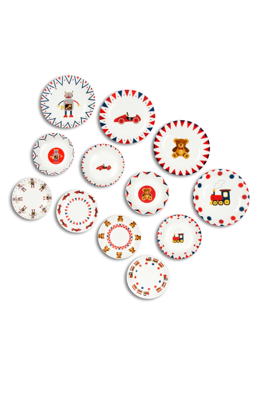 Toy History Dinner Set 12 Porcelain Plates Christmas Toy Motifs