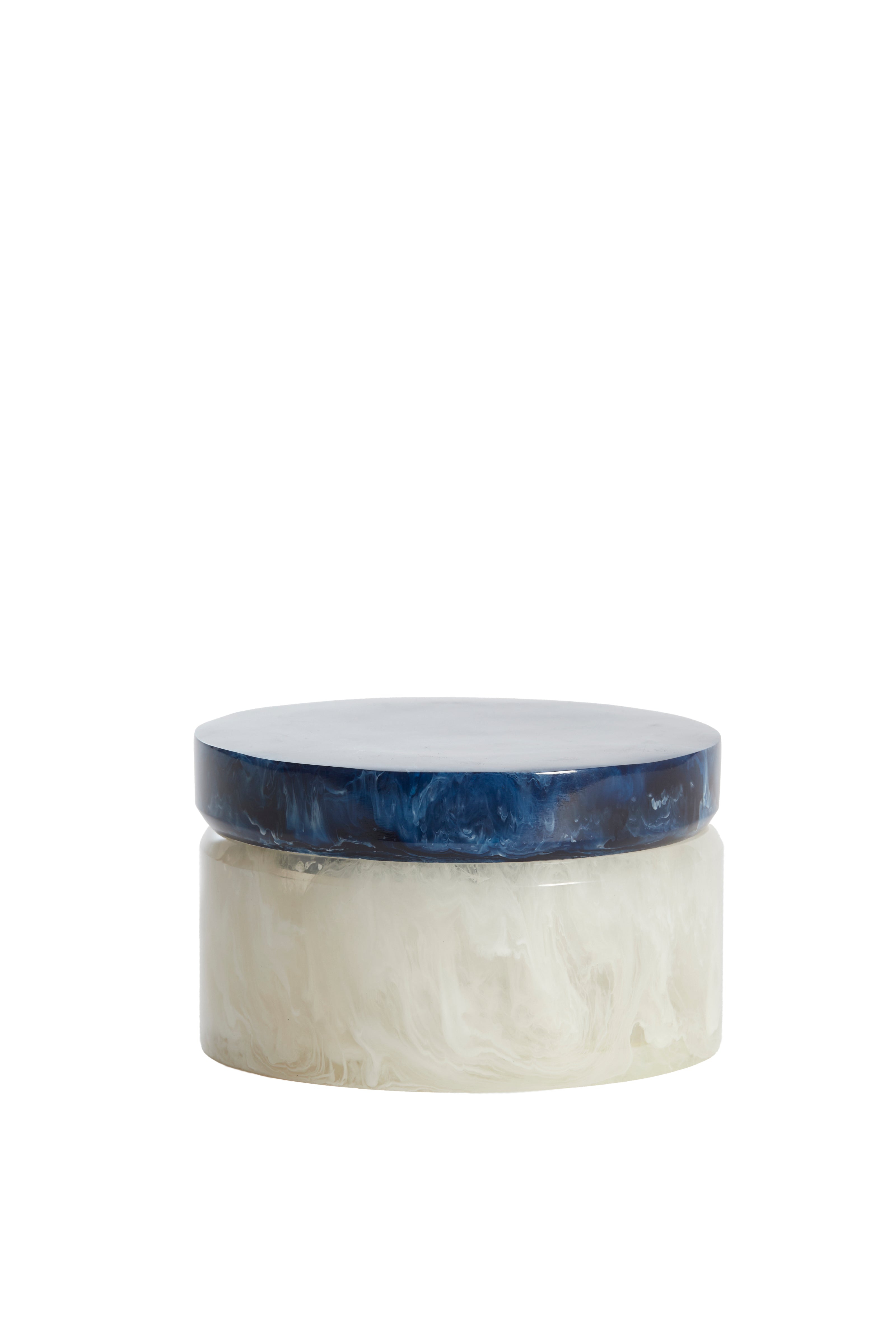 Oeco Box With Lid White And Blue Decorative Storage Organizer