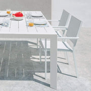 White Garden Chair Modern Aluminum Outdoor Armchair Stackable