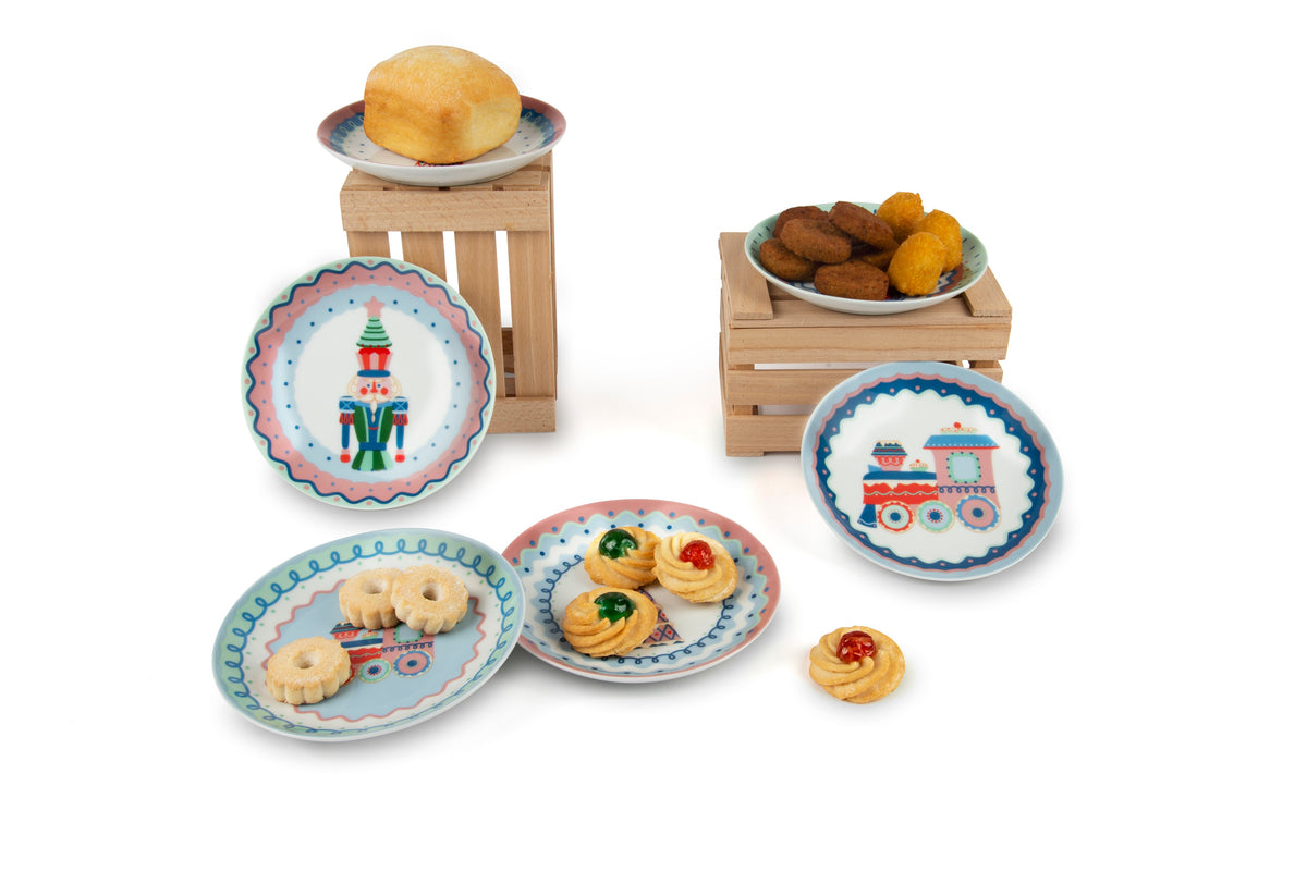 "XMAS SWEET PASTELS" Set 6 Appetizer Saucers