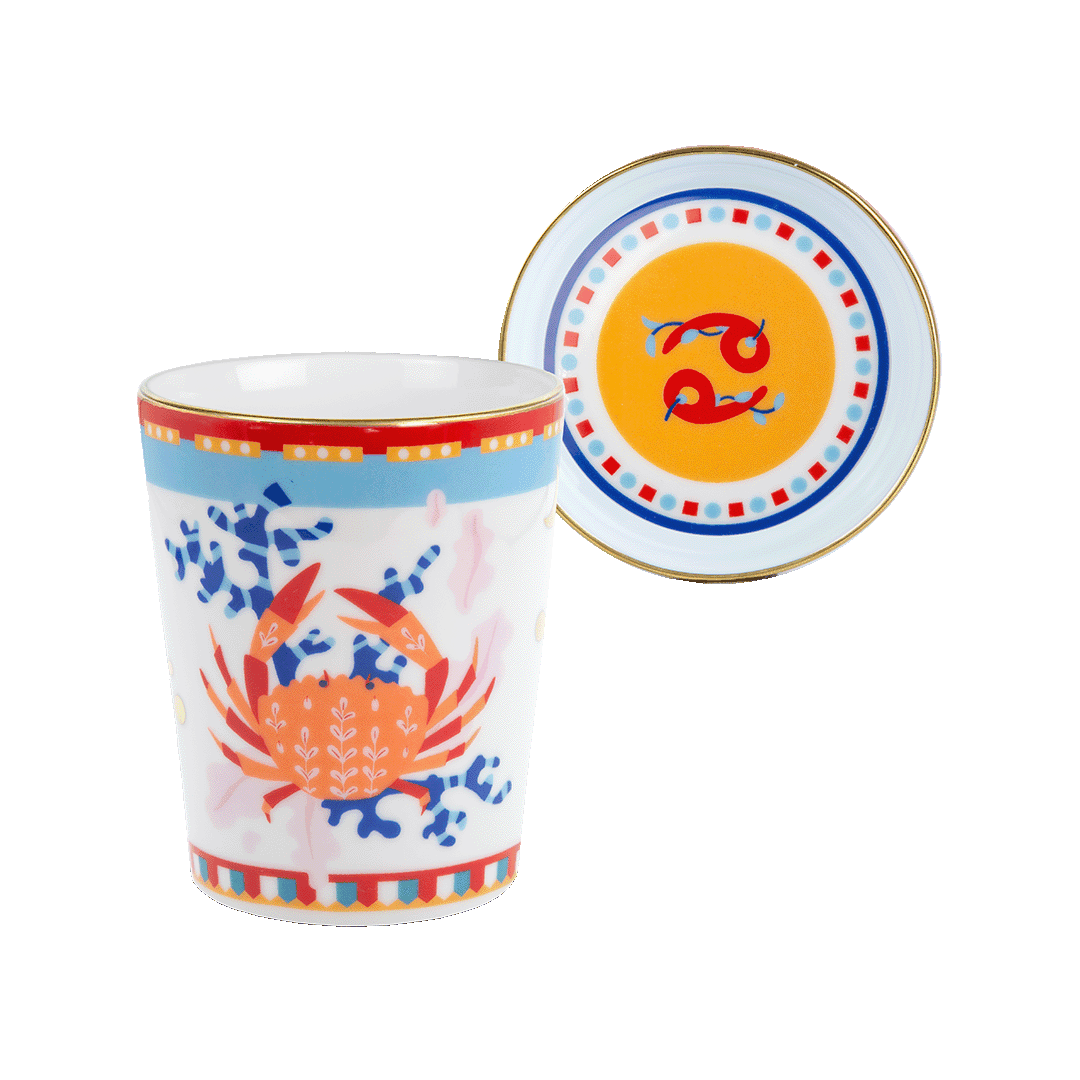 Cup With Lid/Saucer Cancer Porcelain Zodiac Vibe Cup & Saucer