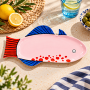 Handmade Ceramic Fish Serving Plate 52x25 cm