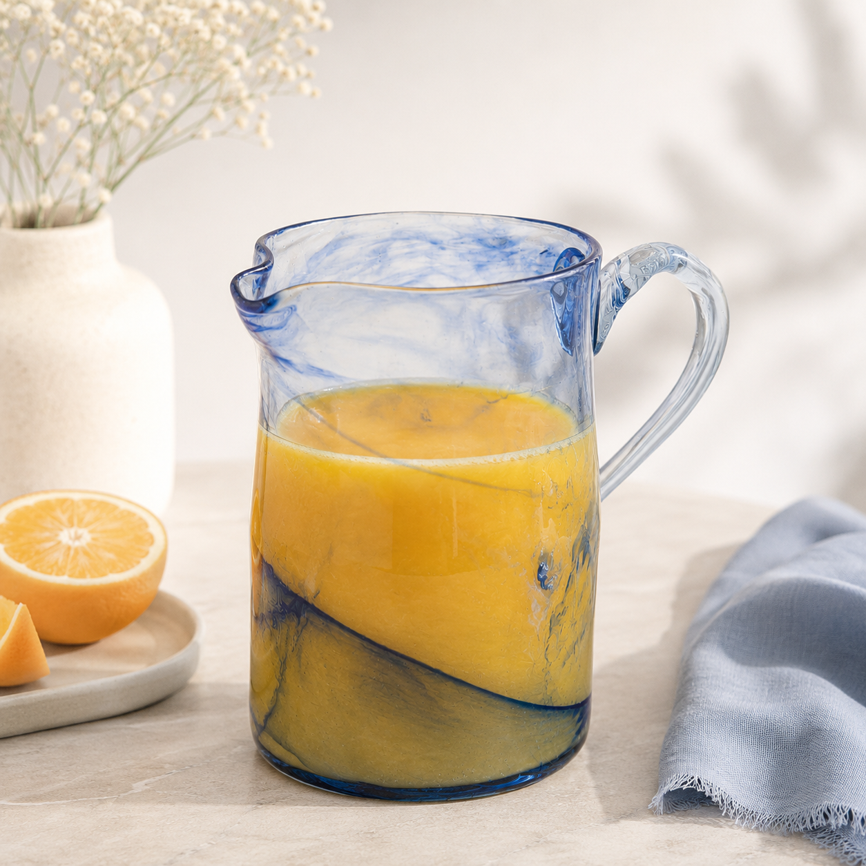 Handmade Glass Pitcher with Handle – 1500 ml