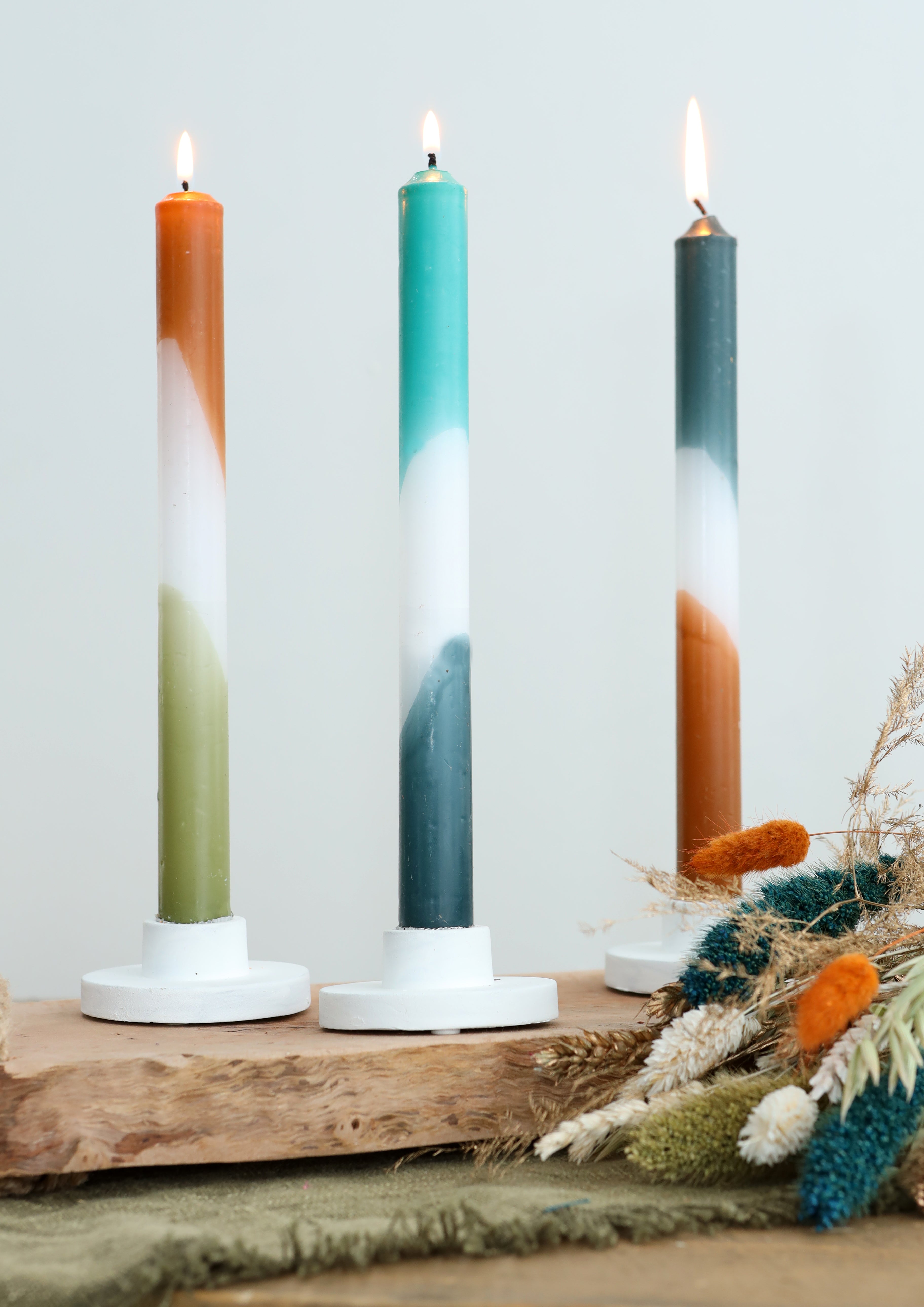 White Cement Candle Holder - Minimalist Design for Home Decor