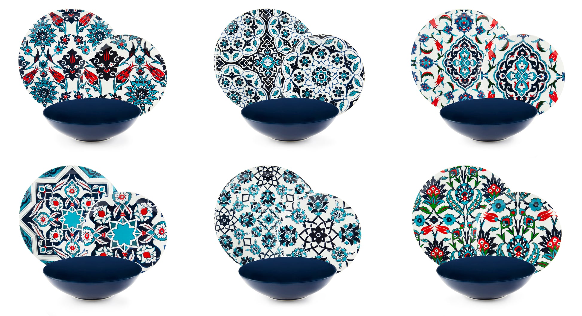 Topkapi Dinner Set, 18 Plates, Porcelain & Stoneware