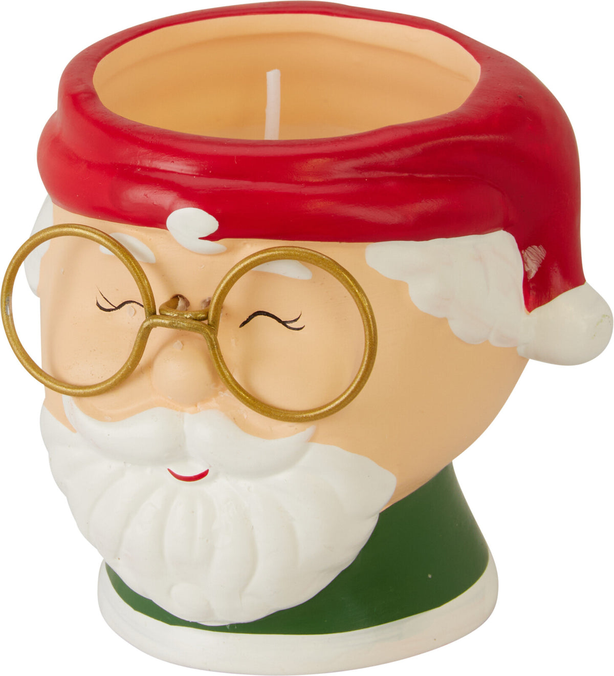 Santa Head Candle - Terracotta Decorative Santa Head, 9.2 x 8.5 x 8.8 cm
