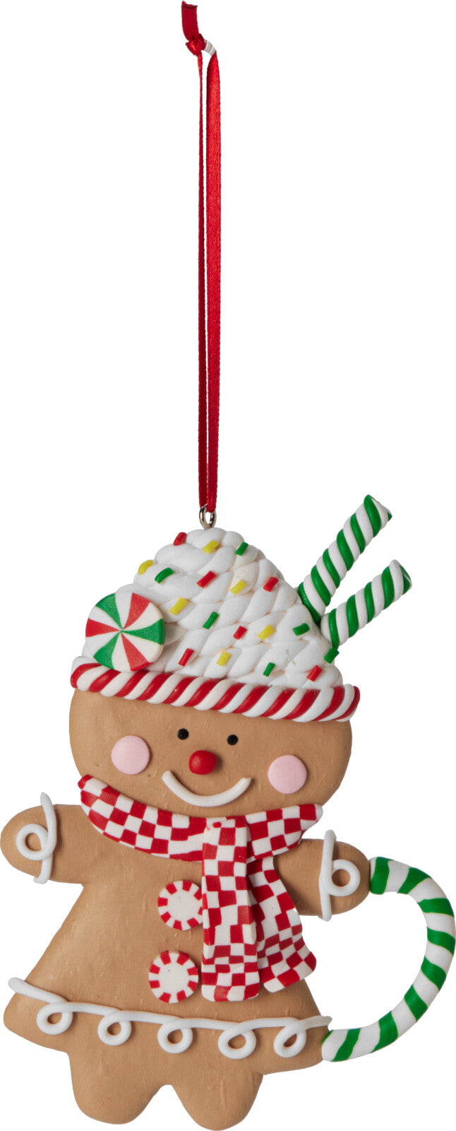 Hanging Decoration Gingerbread Polyvinyl Ornament 9.5x1.5x12.5 cm Red/Green