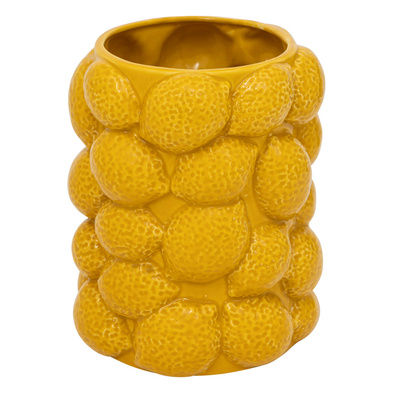Lemon Vase "Yuca" - Yellow Ceramic Textured Lemon Vase D14 x H18 cm