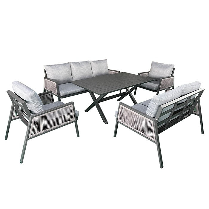 Porto Aluminum Outdoor Set Modern Garden Lounge Furniture 5-Piece Bundle