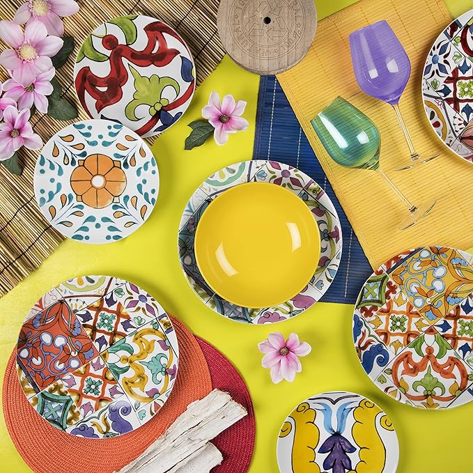 LISBONA 18 PCS Dinner Set with Porcelain and Ceramic Plates