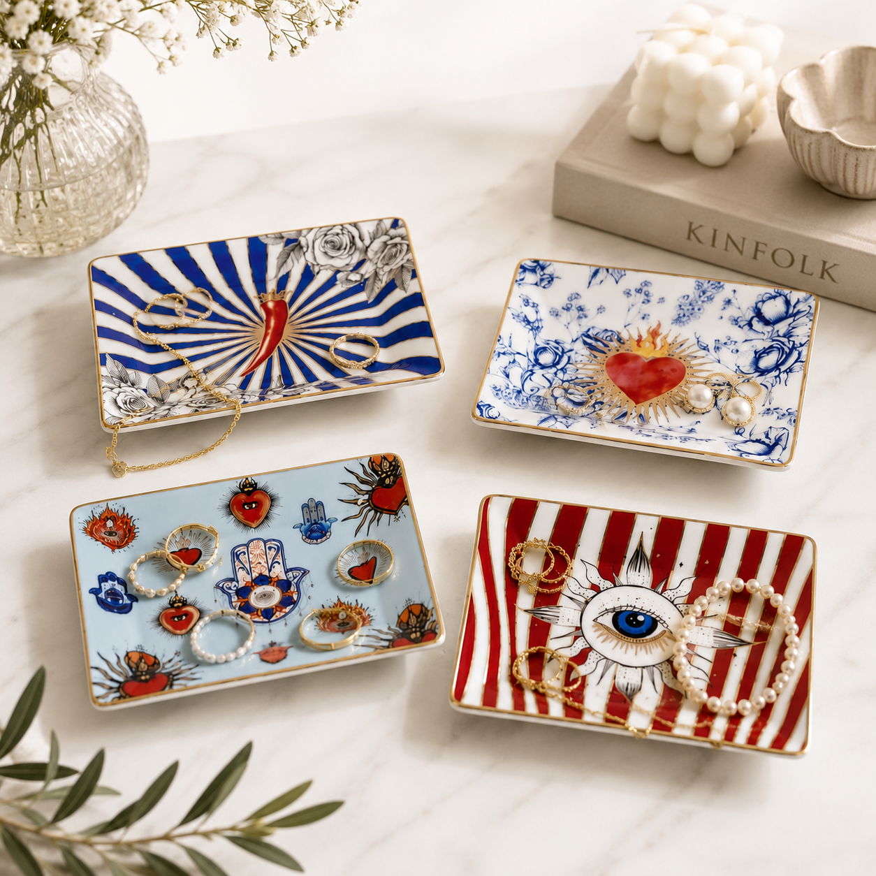 Mini Rectangular Accessories Holder – Porcelain – 9.5 × 8 cm
