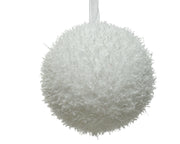 Bauble Foam Ice - 10cm White Icy Christmas Ball with Organza Hanger
