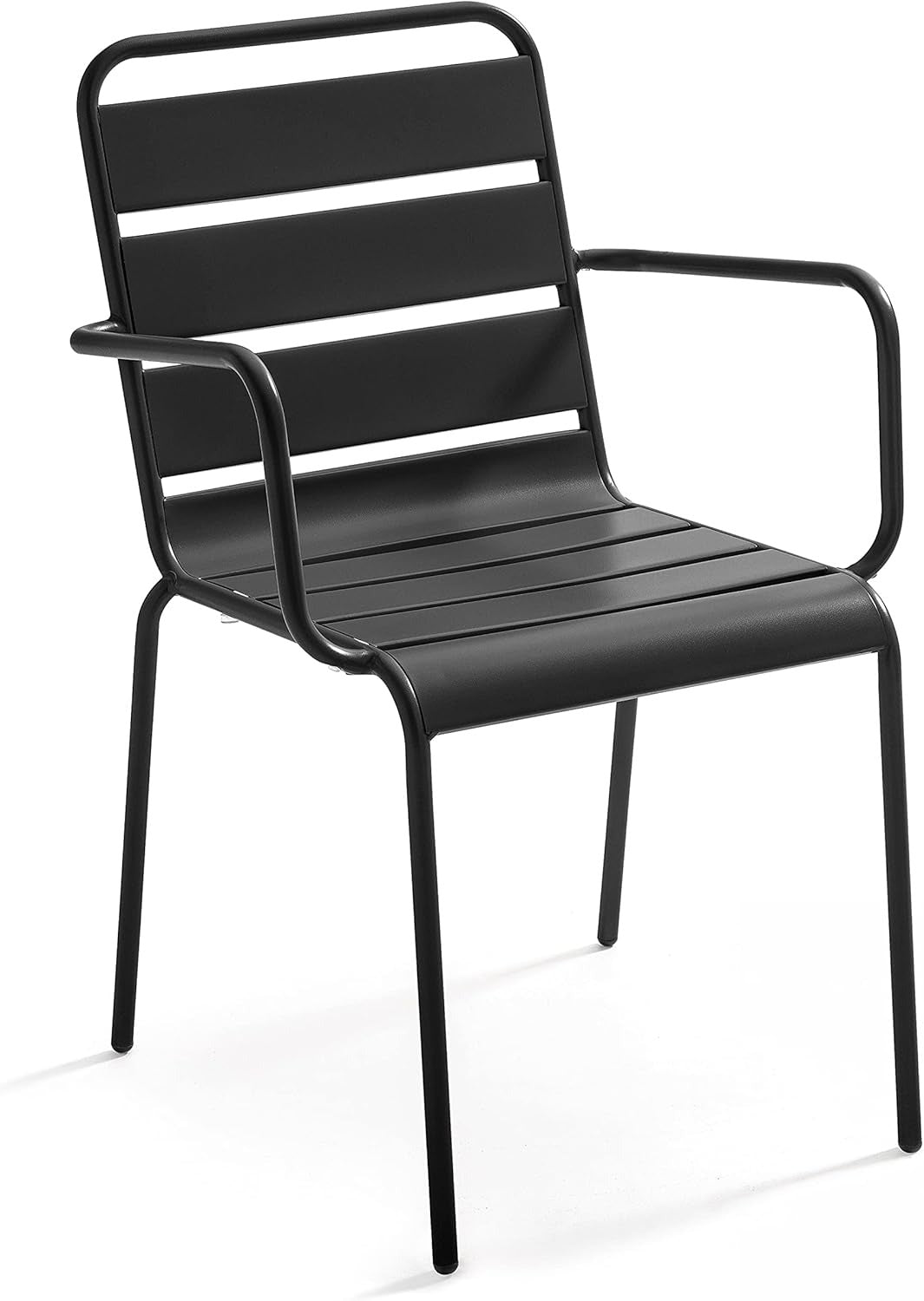 Metal Garden Recliner Armrest Chair Outdoor Stackable Patio Seating