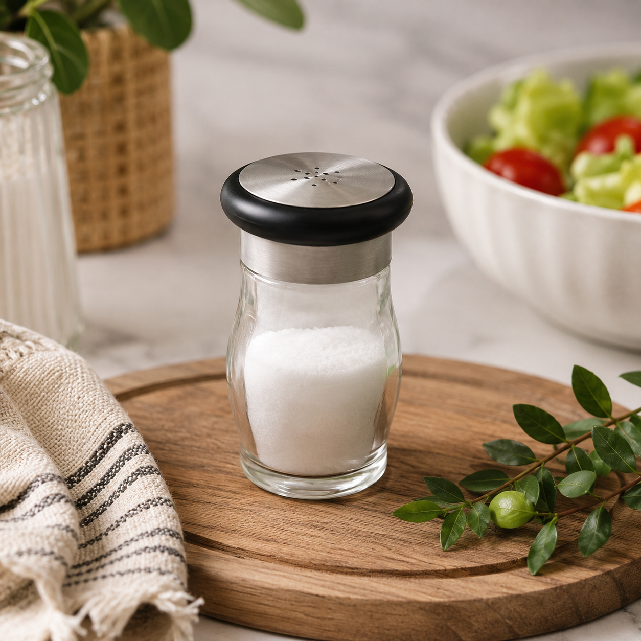 Acrylic Salt Shaker with Stainless Steel 18/10 Cover