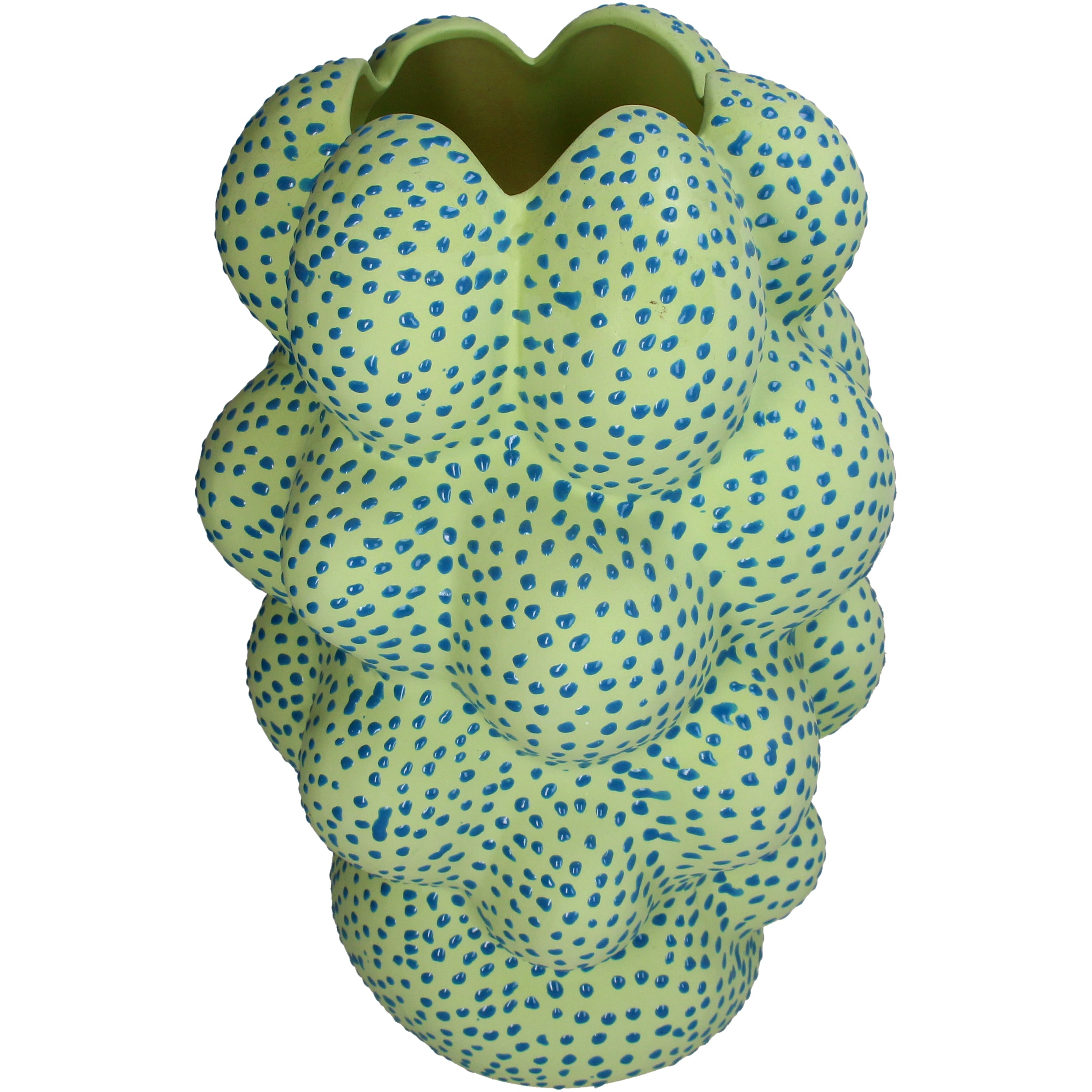 Spots Stoneware Decorative Vase 27 x 27 x 40 cm Green with Blue Dots